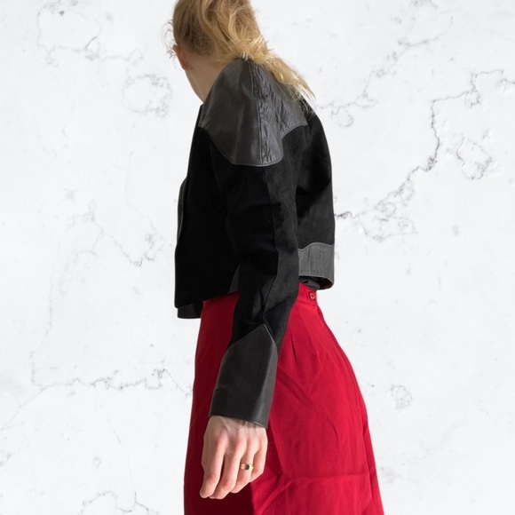 Vintage 80s Leather and suede leather jacket by CACCIA (M) - Picture 7 of 13